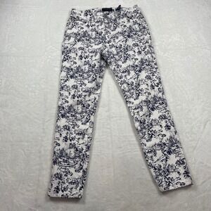 Charter Club Bristol Skinny Ankle Pants 2P Blue White Toile Print Petite Spring